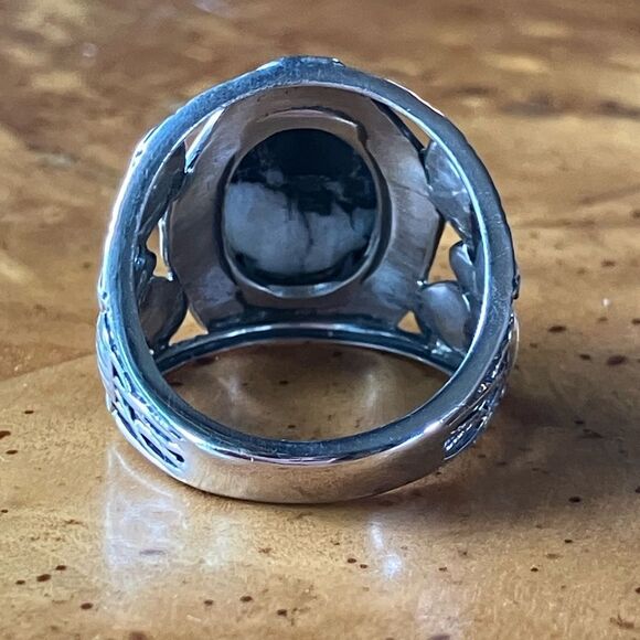 White Buffalo Sterling Silver Ring Size 7 - Picture 4 of 8
